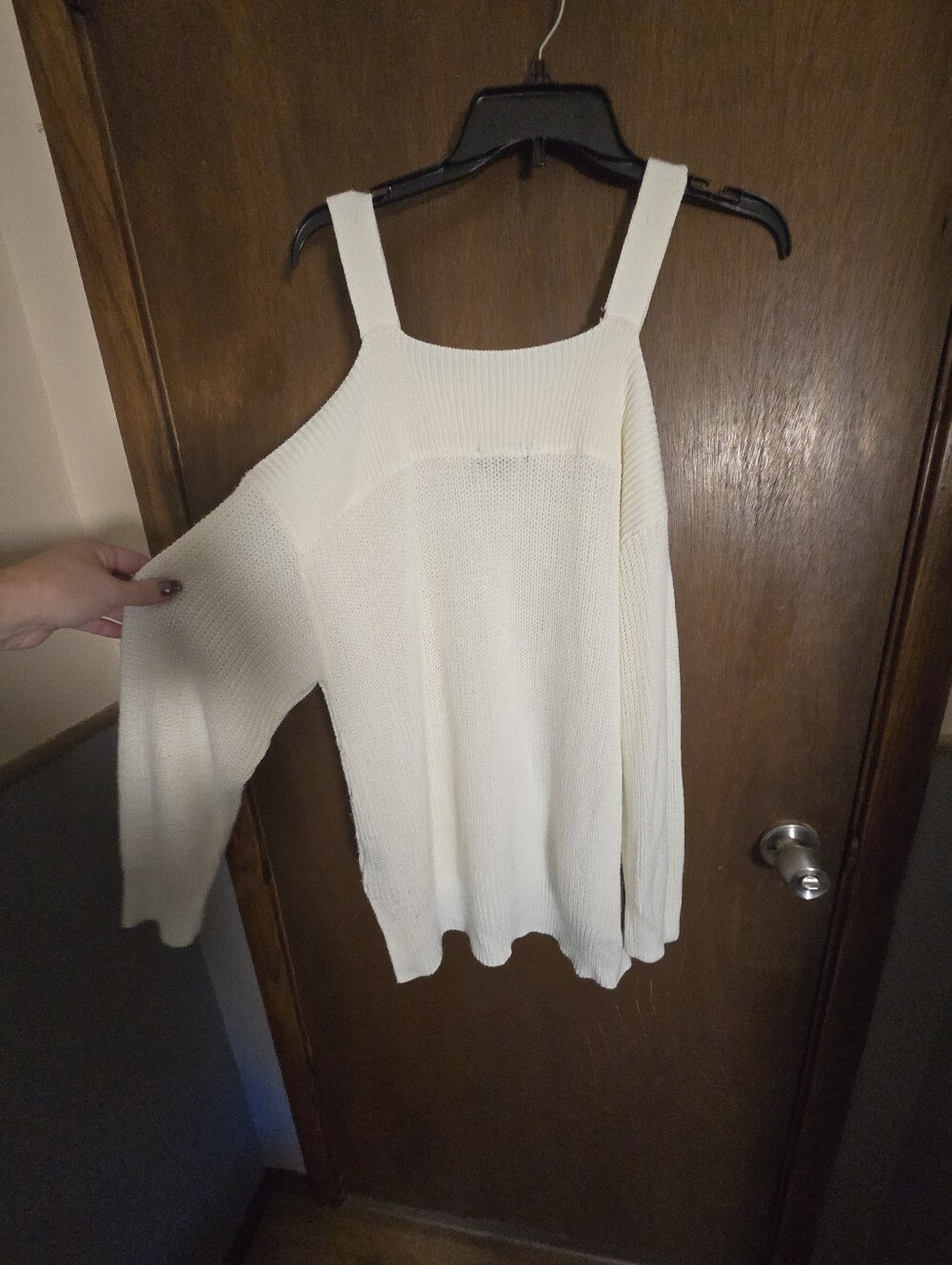 White Cold Shoulder Sweater Medium Sanctuary